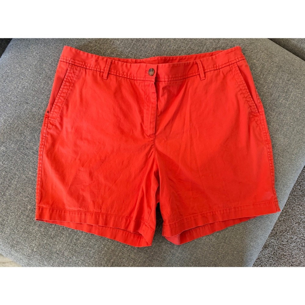 Talbots Relaxed Chino Shorts 18 Orange Cotton Stretch Mid Rise Casual Summer